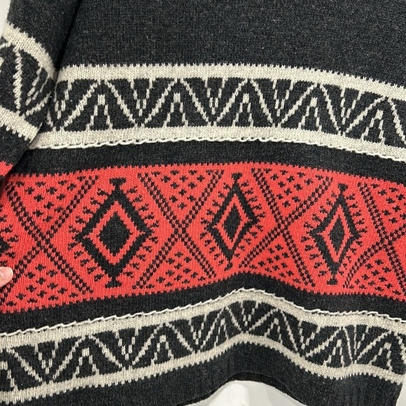 Vintage 80s 90s LT Sport Pure New Wool Gray Fair Isle Turtleneck Sweater - M - Picture 6 of 9